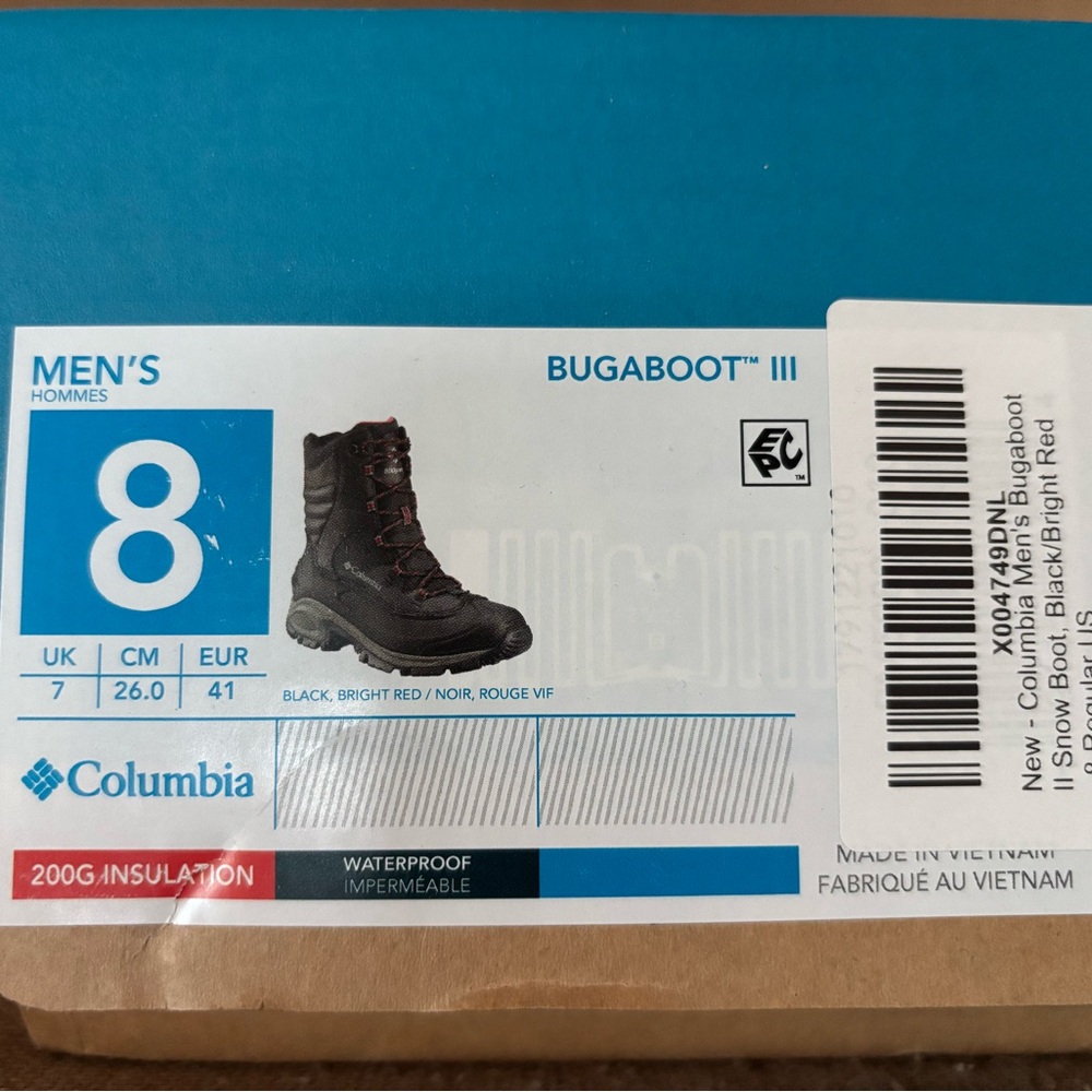 Columbia Men's Bugaboot III Black with Red Accents